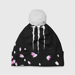 Шапка с помпоном Monster energy sakura, цвет: 3D-белый