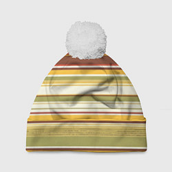 Шапка c помпоном Горизонтальные полосы