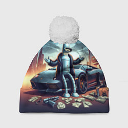 Шапка c помпоном Бендер рядом с Ламбо и рассыпанным баблом