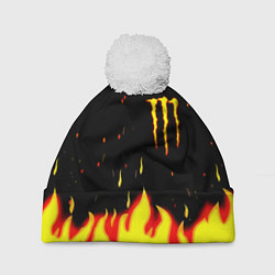 Шапка c помпоном Monster energy fire steel