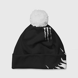 Шапка c помпоном Monster energy fire white