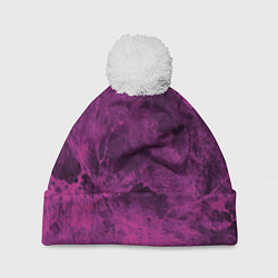 Шапка с помпоном Абстракция - purple melancholy, цвет: 3D-белый