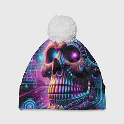 Шапка c помпоном Neon cyber skull