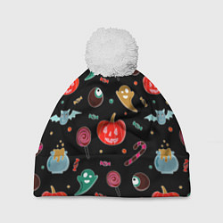 Шапка c помпоном Halloween red pumpkin