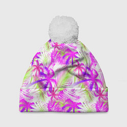 Шапка c помпоном Palm tree pink
