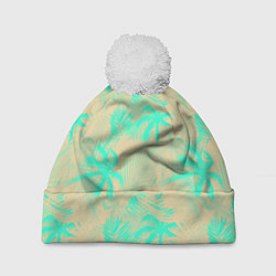 Шапка c помпоном Palm light blue