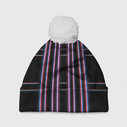 Шапка с помпоном Neon red blue black, цвет: 3D-белый