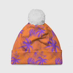 Шапка c помпоном Palm orange
