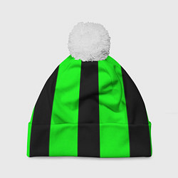 Шапка с помпоном Color green black line, цвет: 3D-белый