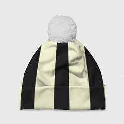 Шапка c помпоном Color black beige line