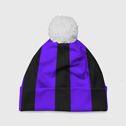Шапка с помпоном Color purple black stripes, цвет: 3D-белый