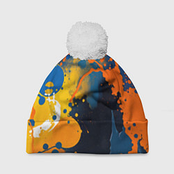 Шапка с помпоном Краска на стене, цвет: 3D-белый