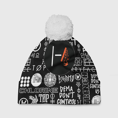 Шапка c помпоном Twenty one pilots rock logo / 3D-Белый – фото 1