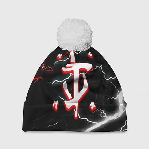 Шапка c помпоном Doom шторм текстура / 3D-Белый – фото 1