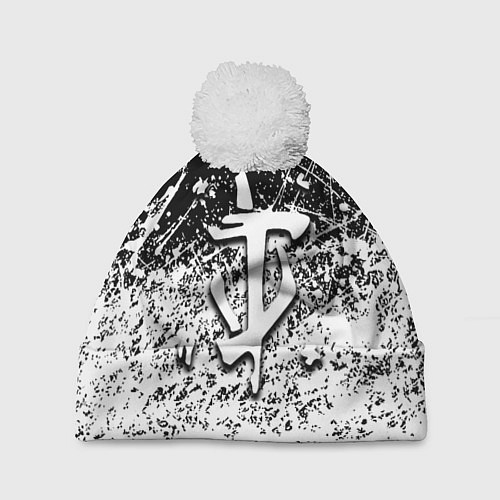 Шапка c помпоном Doom краски всплеск кисти / 3D-Белый – фото 1