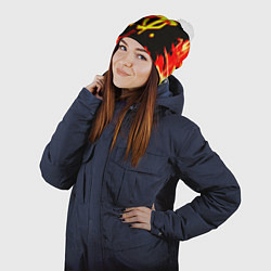 Шапка с помпоном Doom огненный, цвет: 3D-белый — фото 2