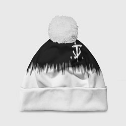 Шапка с помпоном Doom краски черно белый, цвет: 3D-белый