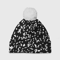 Шапка с помпоном Черный камуфляж, цвет: 3D-белый