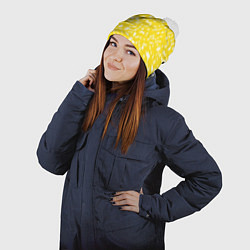Шапка с помпоном Лимонный камуфляж, цвет: 3D-белый — фото 2