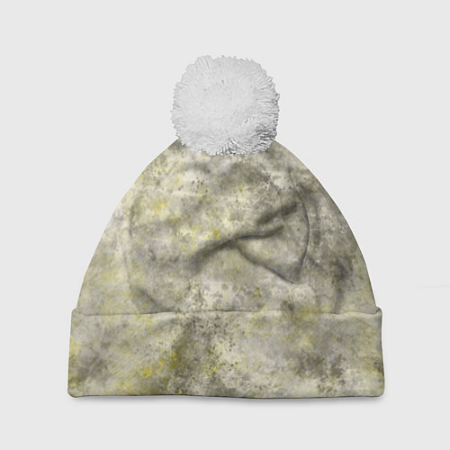 Шапка c помпоном Абстракция - yellow acidic liquid / 3D-Белый – фото 1