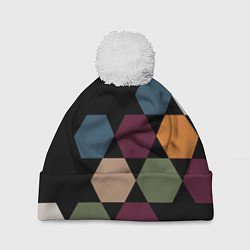 Шапка с помпоном Honeycombs autumn colors, цвет: 3D-белый