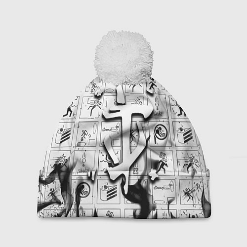 Шапка c помпоном Doom x portal fire / 3D-Белый – фото 1