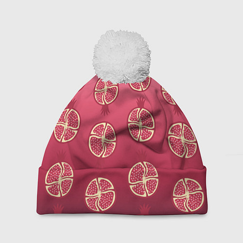 Шапка c помпоном Сочные гранаты / 3D-Белый – фото 1