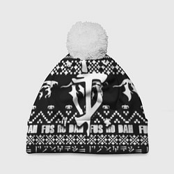 Шапка с помпоном Doom x elders scrolls pattern, цвет: 3D-белый