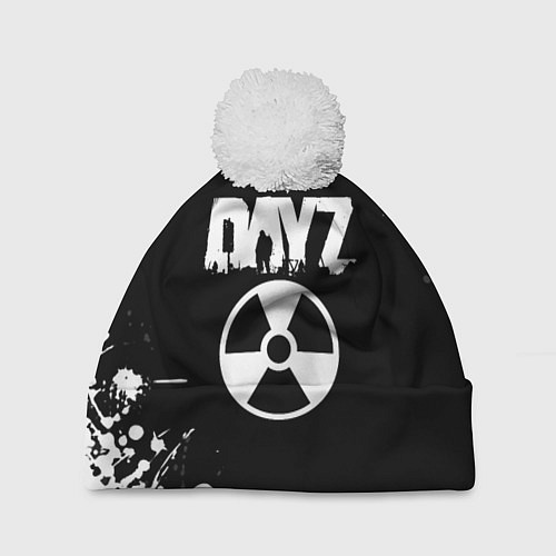 Шапка c помпоном Dayz брызги белых красок / 3D-Белый – фото 1