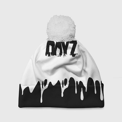 Шапка c помпоном DayZ краски подтёки / 3D-Белый – фото 1