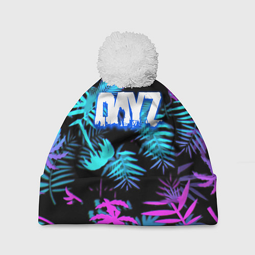 Шапка c помпоном Dayz неоновые тропики / 3D-Белый – фото 1