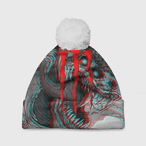 Шапка c помпоном Monster energy glitch / 3D-Белый – фото 1