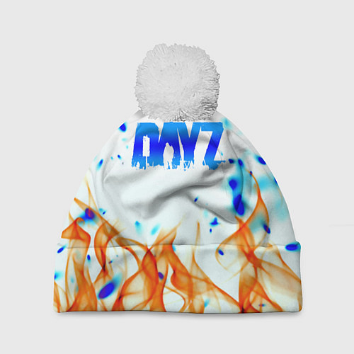 Шапка c помпоном Dayz огненное пламя / 3D-Белый – фото 1