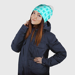 Шапка с помпоном Color neon light blue, цвет: 3D-белый — фото 2