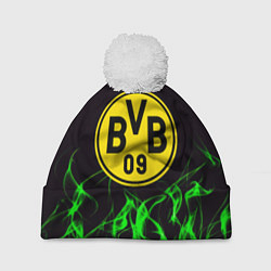 Шапка с помпоном Borussia зелёный огонь, цвет: 3D-белый
