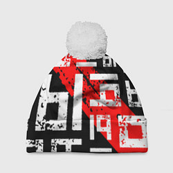 Шапка с помпоном Ы, паттерн, цвет: 3D-белый