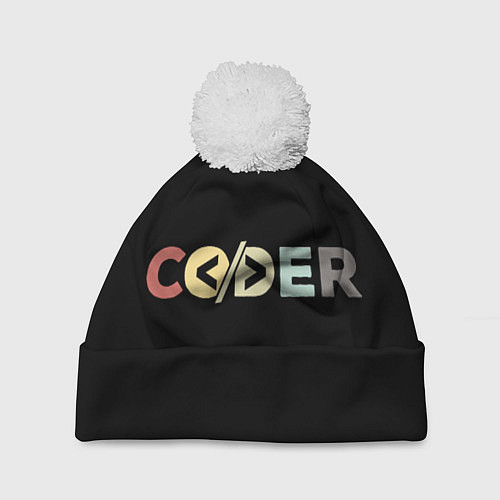 Шапка c помпоном Кодер / 3D-Белый – фото 1