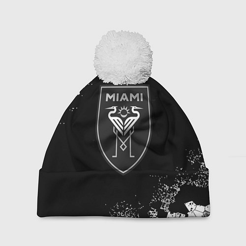 Шапка c помпоном Miami inter camo black / 3D-Белый – фото 1