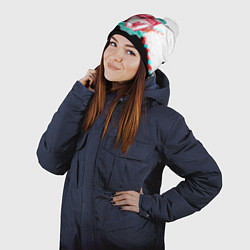 Шапка с помпоном Ливерпуль текстура глитч краски, цвет: 3D-белый — фото 2