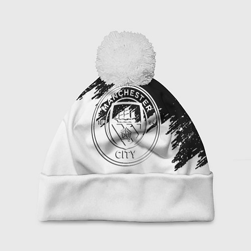 Шапка c помпоном Манчестер сити просто краски / 3D-Белый – фото 1