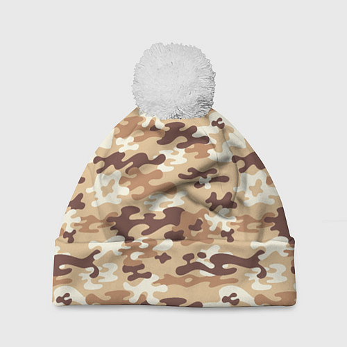 Шапка c помпоном Камуфляж армия / 3D-Белый – фото 1