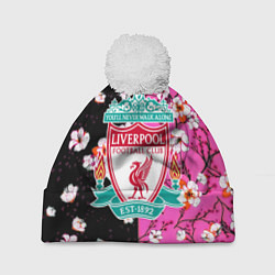 Шапка с помпоном Liverpool весенние цветы, цвет: 3D-белый