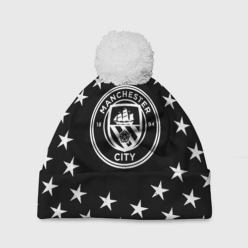 Шапка c помпоном Манчестер сити звезды / 3D-Белый – фото 1