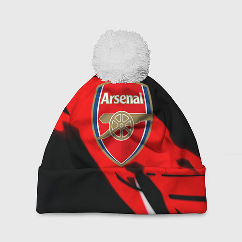 Шапка c помпоном Арсенал геометрия полосы краски / 3D-Белый – фото 1