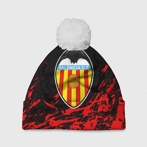 Шапка c помпоном Валенсия брызги красок / 3D-Белый – фото 1