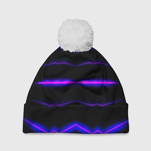 Шапка c помпоном Color multicoloured neon stripes / 3D-Белый – фото 1