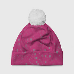 Шапка c помпоном Color pink brown squares