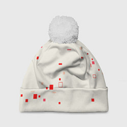 Шапка с помпоном Color white red shapes, цвет: 3D-белый