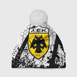 Шапка с помпоном AEK броня текстура краски, цвет: 3D-белый