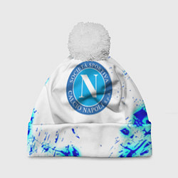 Шапка с помпоном Наполи текстура краски, цвет: 3D-белый